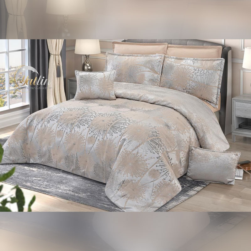 سرویس روتختی دونفره شانل مخمل طرح قاصدک ۸ تکه