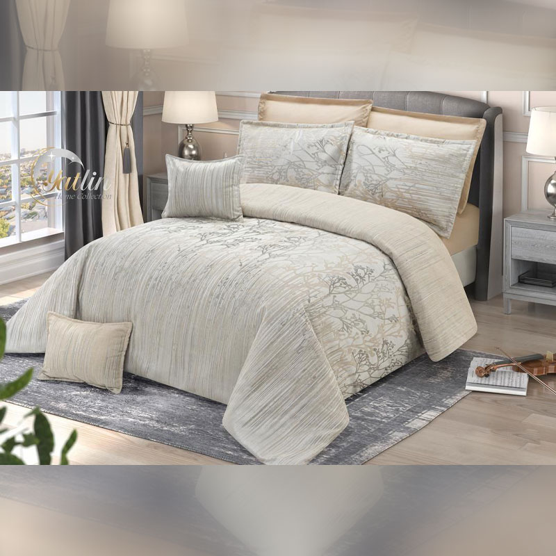 سرویس روتختی دونفره شانل مخمل طرح شکوفه ۸ تکه