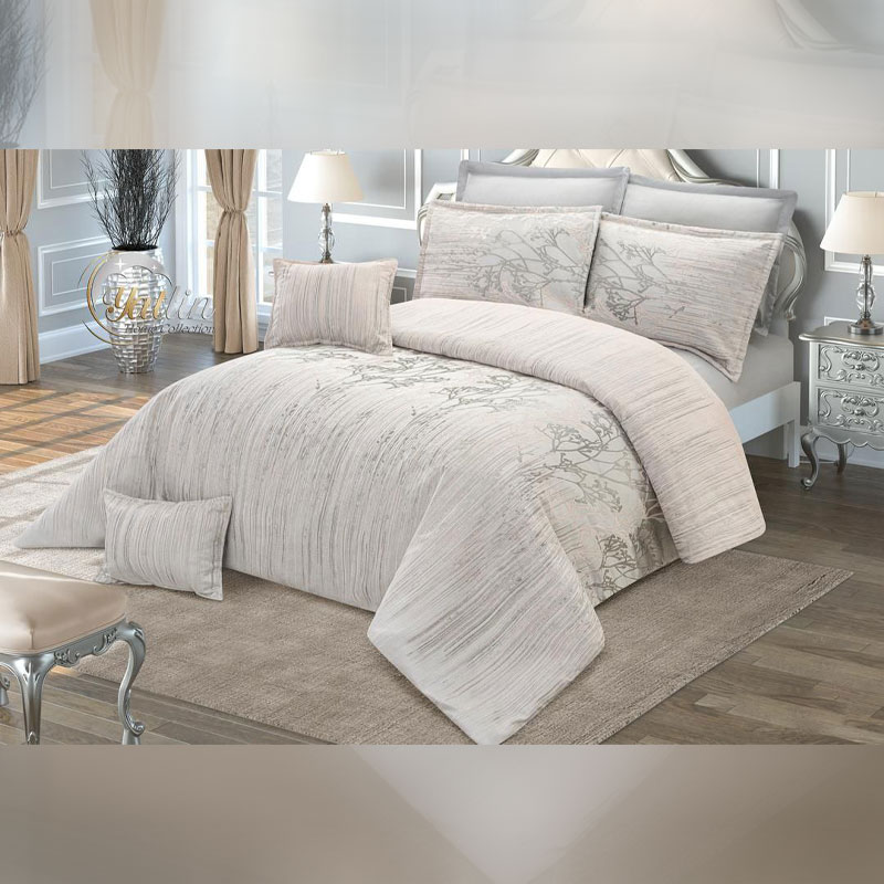 سرویس روتختی دونفره شانل مخمل طرح شکوفه ۸ تکه